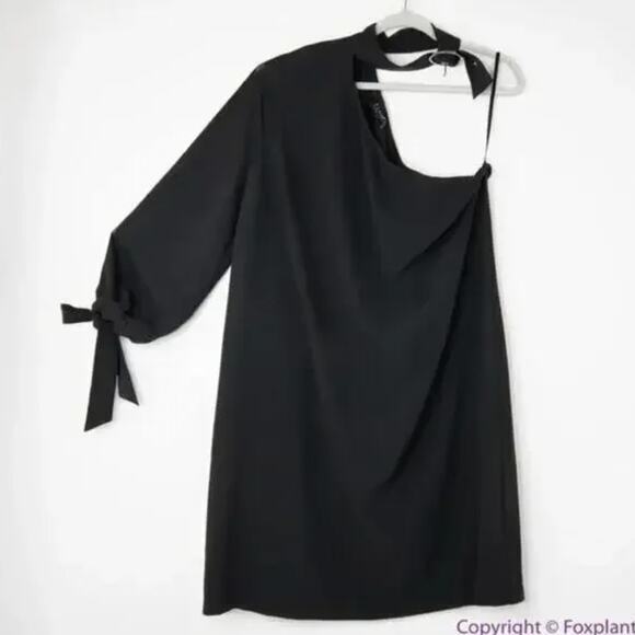 New! Eloquii Black One Shoulder Dress with Buckle Detail, women's plus size 16 - Picture 4 of 16